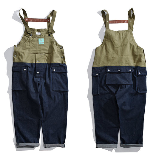 Aule Color Block Denim Overalls