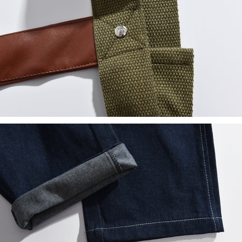 Aule Color Block Denim Overalls