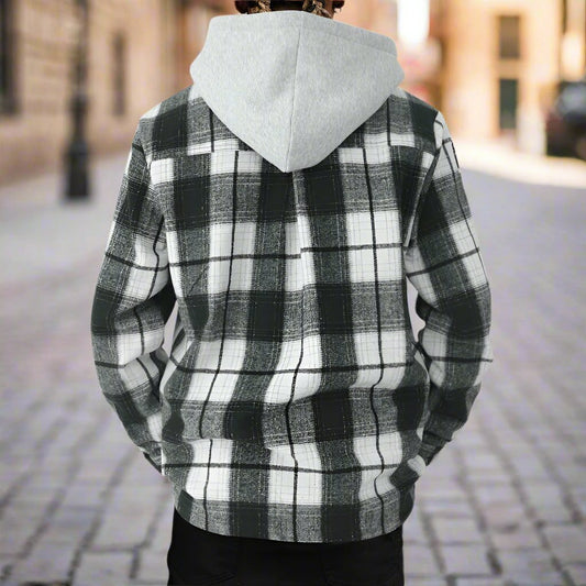 Aule Plannel Check Hooded Shirt