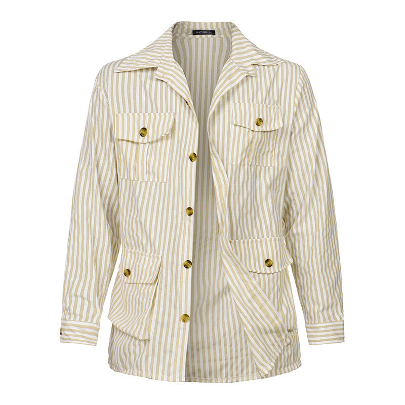 Aule Striped Multi Pockets Jackets