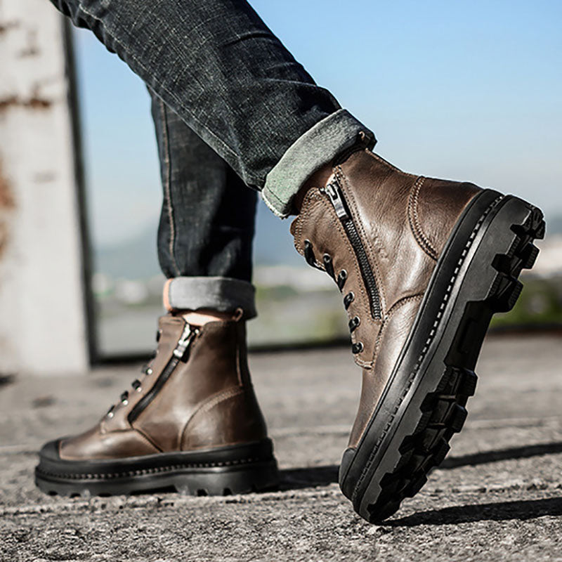 Aule Leather Patchwork Boots