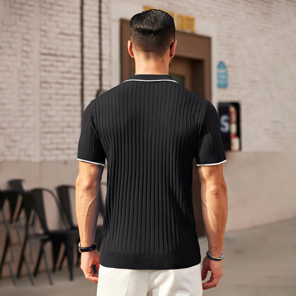Aule Rib Knit Polo Shirt