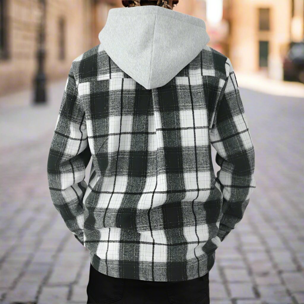 Aule Plannel Check Hooded Shirt