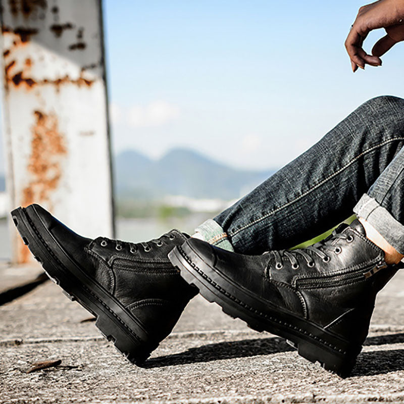 Aule Leather Patchwork Boots