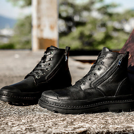 Aule Leather Patchwork Boots