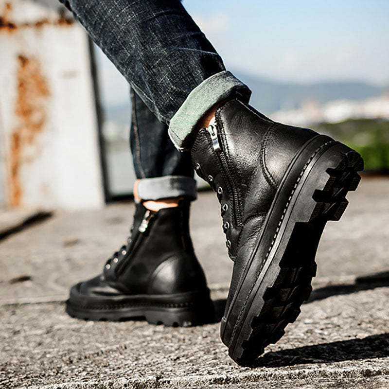 Aule Leather Patchwork Boots