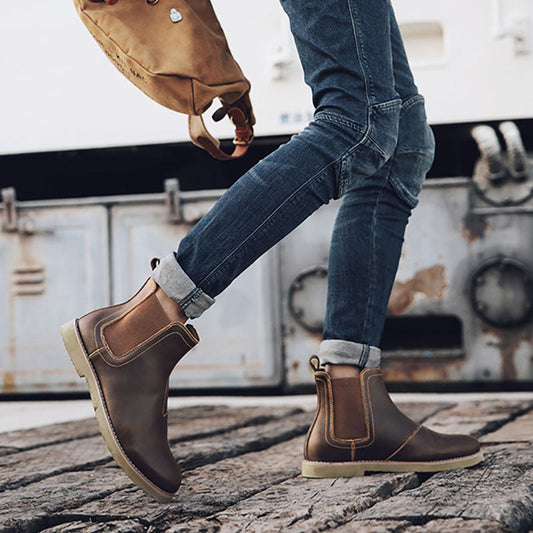 Aule Leather Flats Ankle Boots