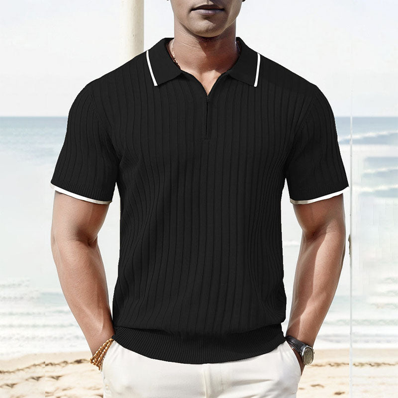 Aule Rib Knit Polo Shirt