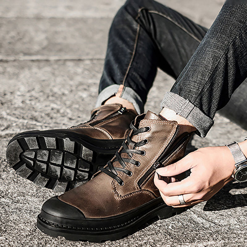 Aule Leather Patchwork Boots