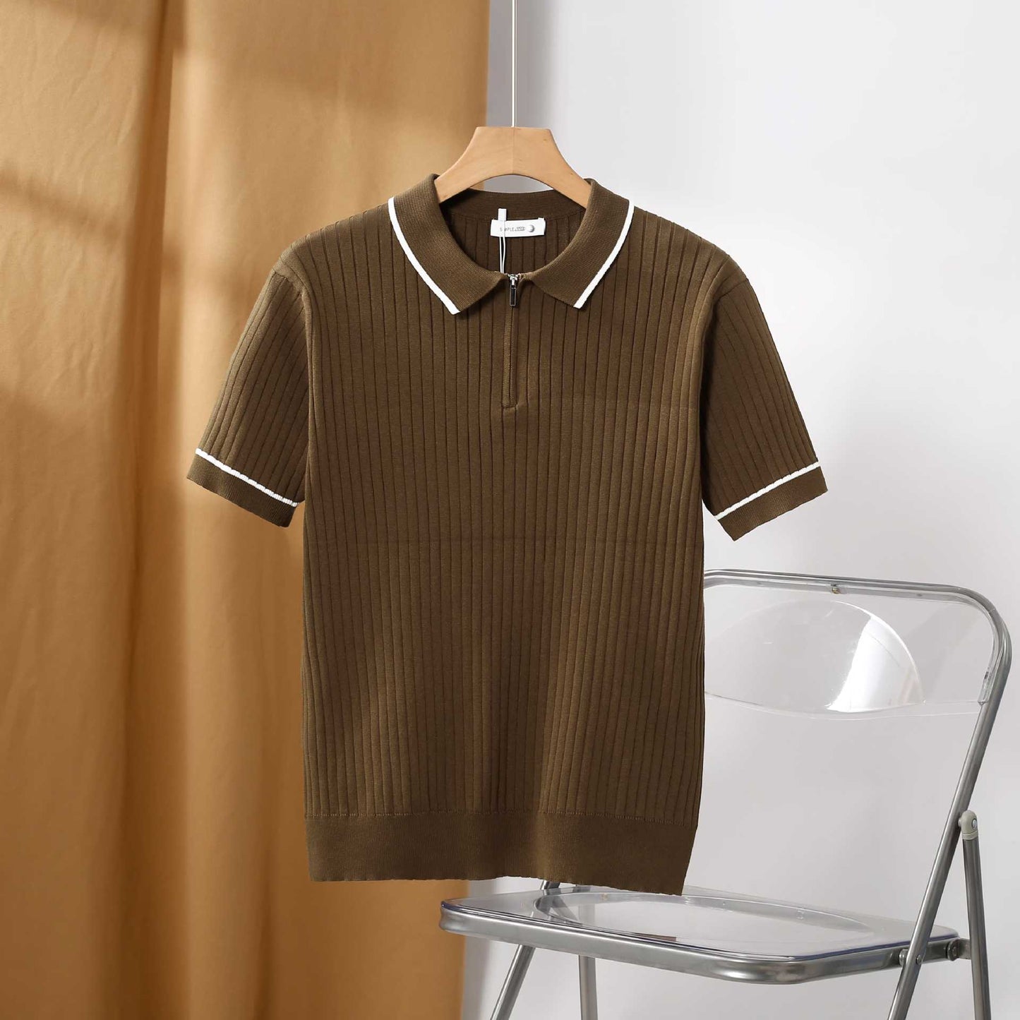 Aule Rib Knit Polo Shirt