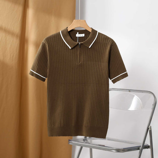 Aule Rib Knit Polo Shirt